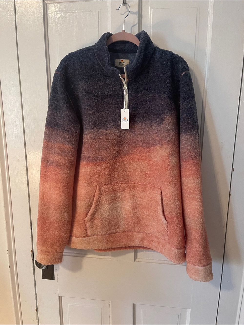 Marine Layer Sunset Ombre Sherpa 1/4 zip Pullover Men’s Large NWT MRSP $148